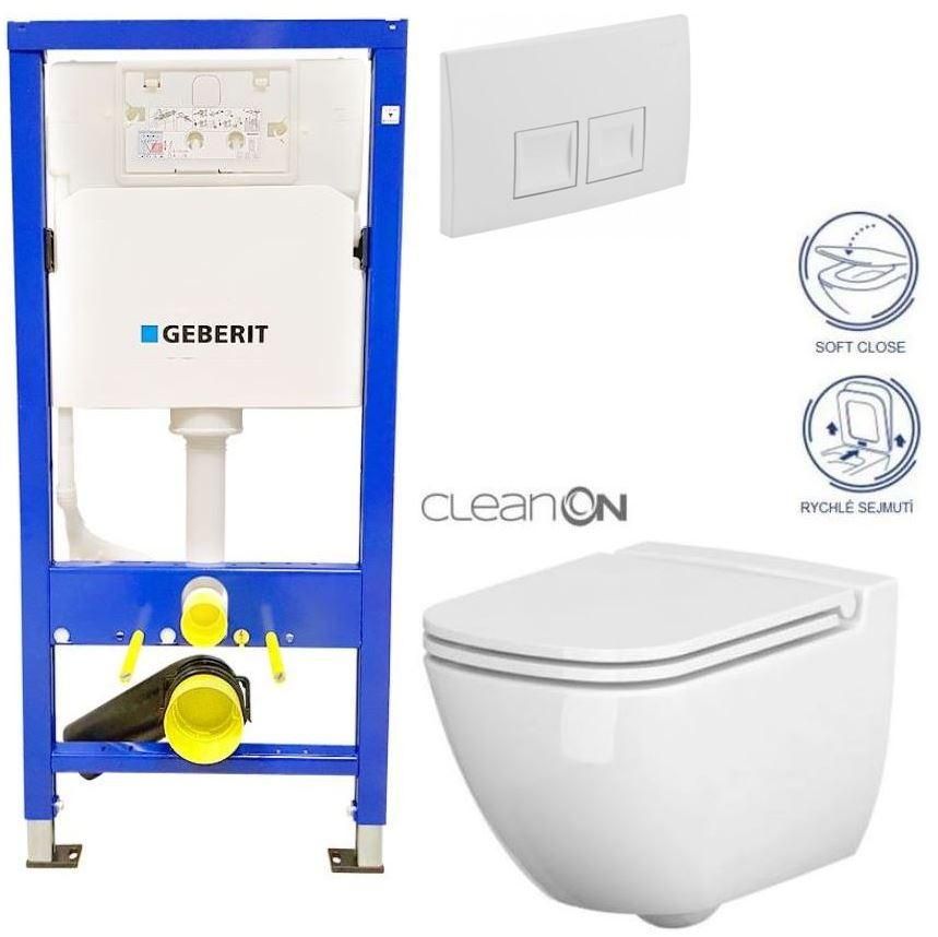 GEBERIT DuofixBasic s bielym tlačidlom DELTA50 + WC CERSANIT CLEANON CASPIA + SEDADLO 458.103.00.1 50BI CP1