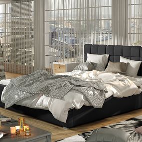 Čalúnená manželská posteľ s roštom Galimo 180 - čierna
