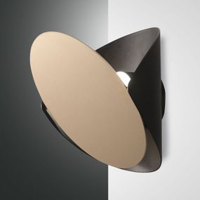 Fabas Luce Nástenné LED svietidlo Shield, čierno-zlaté, Chodba, kov, metakrylan, 14W, L: 13.5 cm, K: 22cm