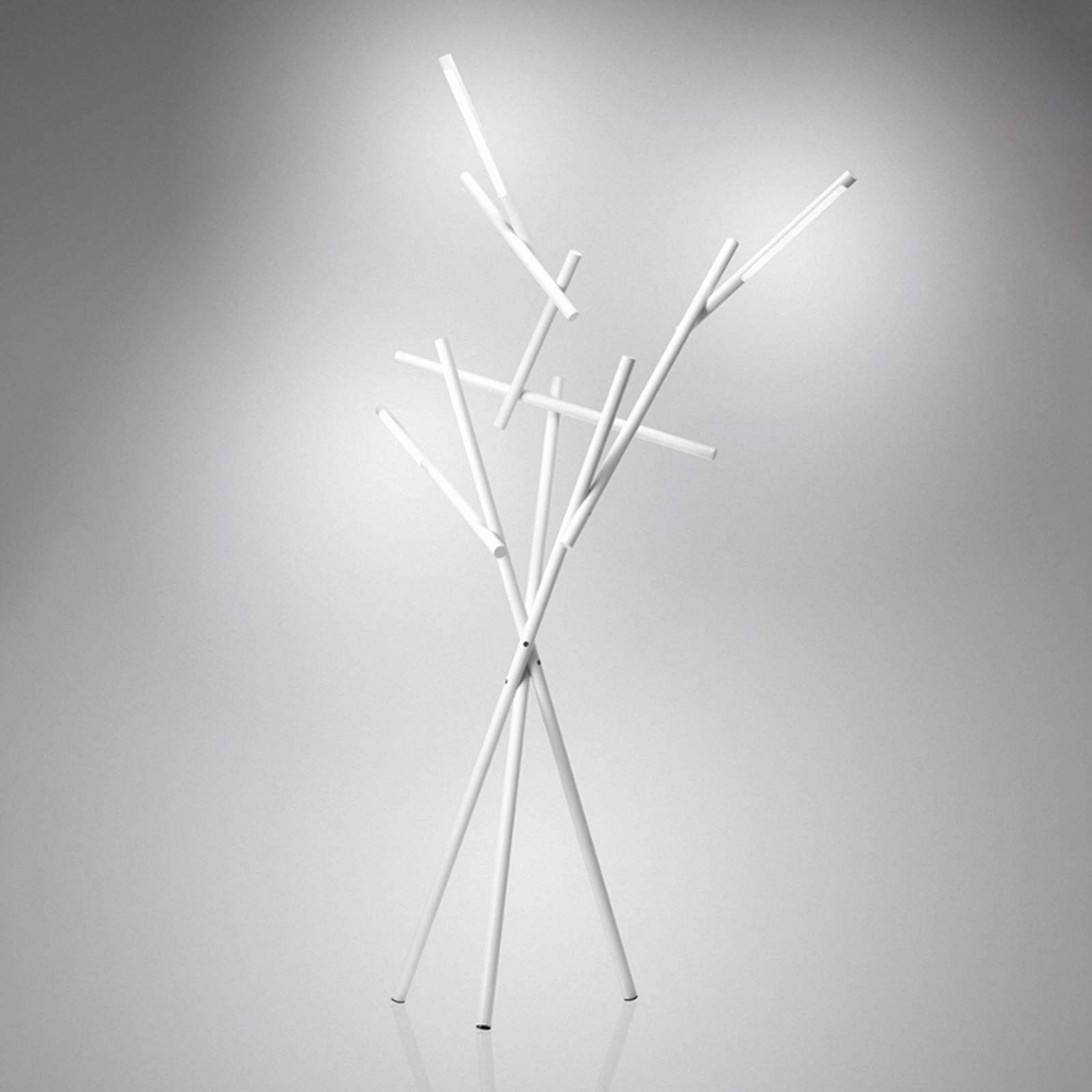 Foscarini Tuareg stojacia LED lampa stmievač biela, Obývacia izba / jedáleň, lakovaný hliník, polykarbonát, 18W, P: 112 cm, L: 78 cm, K: 209cm