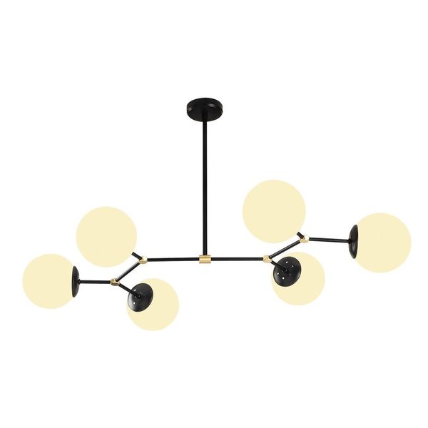 Čierne závesné svietidlo pre 6 žiaroviek Opviq lights Damar Horizontal