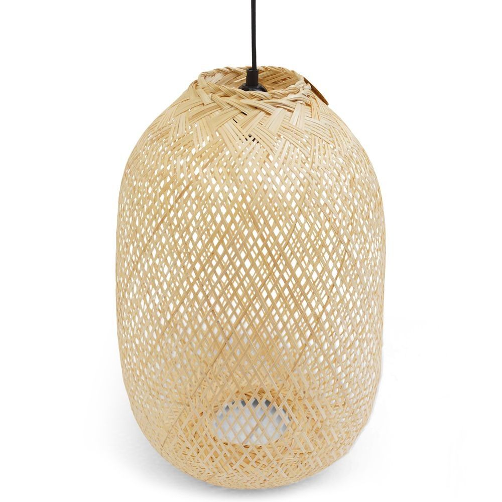 Prírodné valcové stropné svetlo z bambusových prúžkov - Ø 33 * 49cm