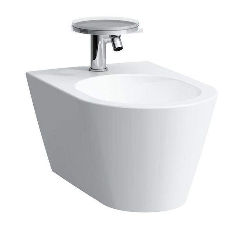 Laufen Kartell - Závesný bidet, 545 mm x 370 mm biela – s 1 otvorom na batériu uprostred, bez bočných otvorov na prívod vody vľavo a vpravo H8303310003021