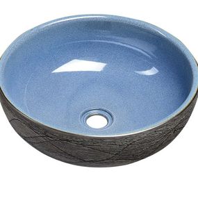 Priori keramické umývadlo, priemer 41cm, modrá/šedá