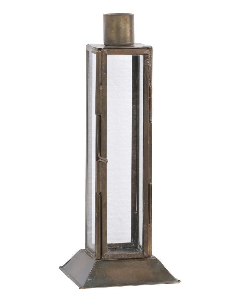 Mosadzný antik kovový svietnik na úzku sviečku Forei - 6.5*6.5*19cm