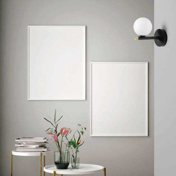 miloox by Sforzin Nástenné svietidlo Pomì s bielou sklenenou guľou, Obývacia izba / jedáleň, sklo, kov, G9, 40W, L: 12 cm, K: 16cm