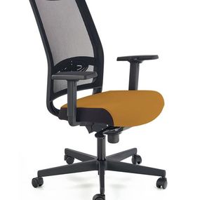 Halmar GULIETTA kancelárska stolička, opierka - sieťka, sedák - čierny / horčicový - ERF3005