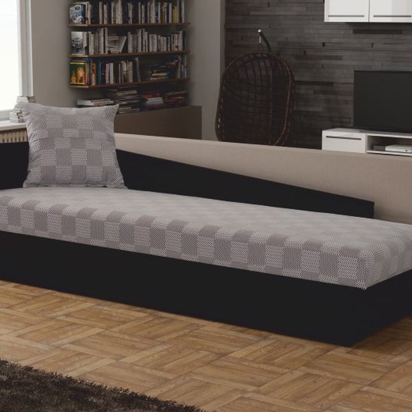 Jednolôžková posteľ (váľanda) 80 cm Jeannine (sivá + čierna) (s úl. priestorom) (L)