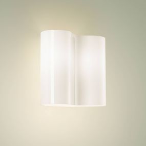 Foscarini Double nástenné svetlo zo skla, biela, Obývacia izba / jedáleň, ručne fúkané sklo, lakovaný kov, E27, 100W, L: 26 cm, K: 24cm