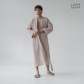 Béžový župan veľkosť L/XL Honeycomb - Linen Tales