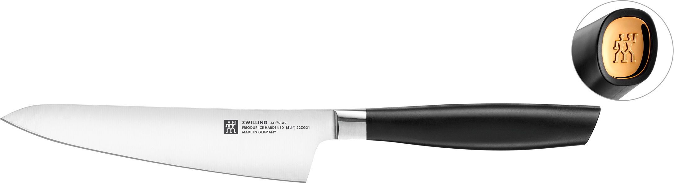 Zwilling Kompaktný kuchársky nôž All* Star, 14 cm, zlaté logo 1022841