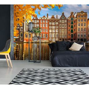 MS-5-0024 Vliesová obrazová fototapeta Houses in Amsterdam, veľkosť 375 x 250 cm