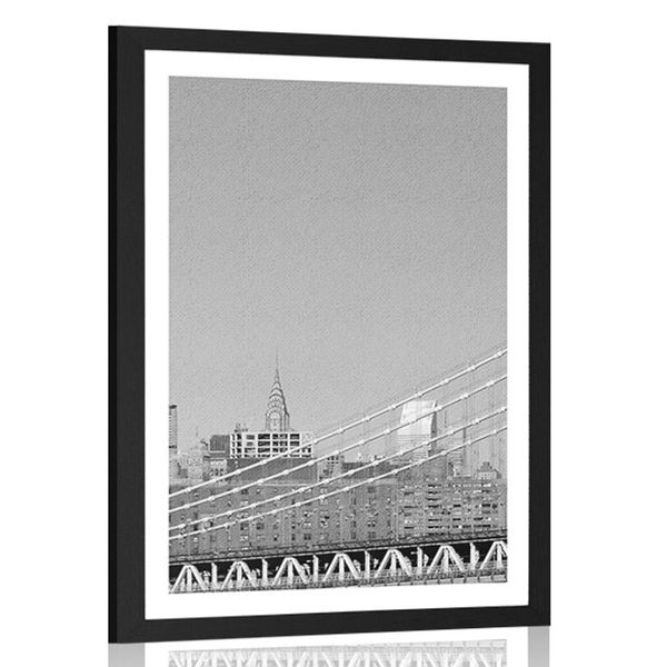 Plagát s paspartou mrakodrapy v New Yorku v čiernobielom prevedení - 30x45 black