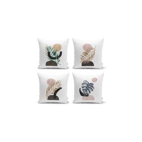 Súprava 4 dekoratívnych obliečok na vankúše Minimalist Cushion Covers Geometric Leaf, 45 x 45 cm