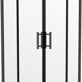 MEXEN/S - Rio štvorcový sprchovací kút 90 x 90 cm, transparent, čierny + vanička so sifónom Flat, čierny 860-090-090-70-00-4070B