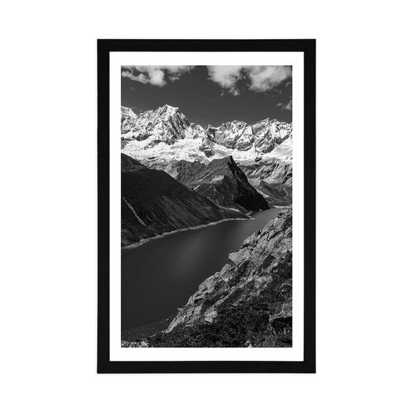 Plagát s paspartou národný park Patagónia v Argentíne v čiernobielom prevedení - 60x90 silver