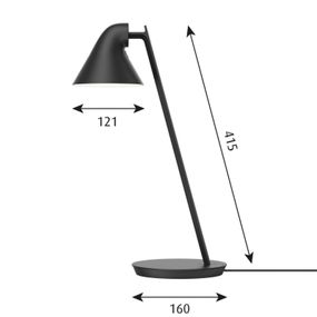 Louis Poulsen NJP Mini stolová LED lampa čierna, Obývacia izba / jedáleň, oceľ, hliník, 10W, K: 41.5cm