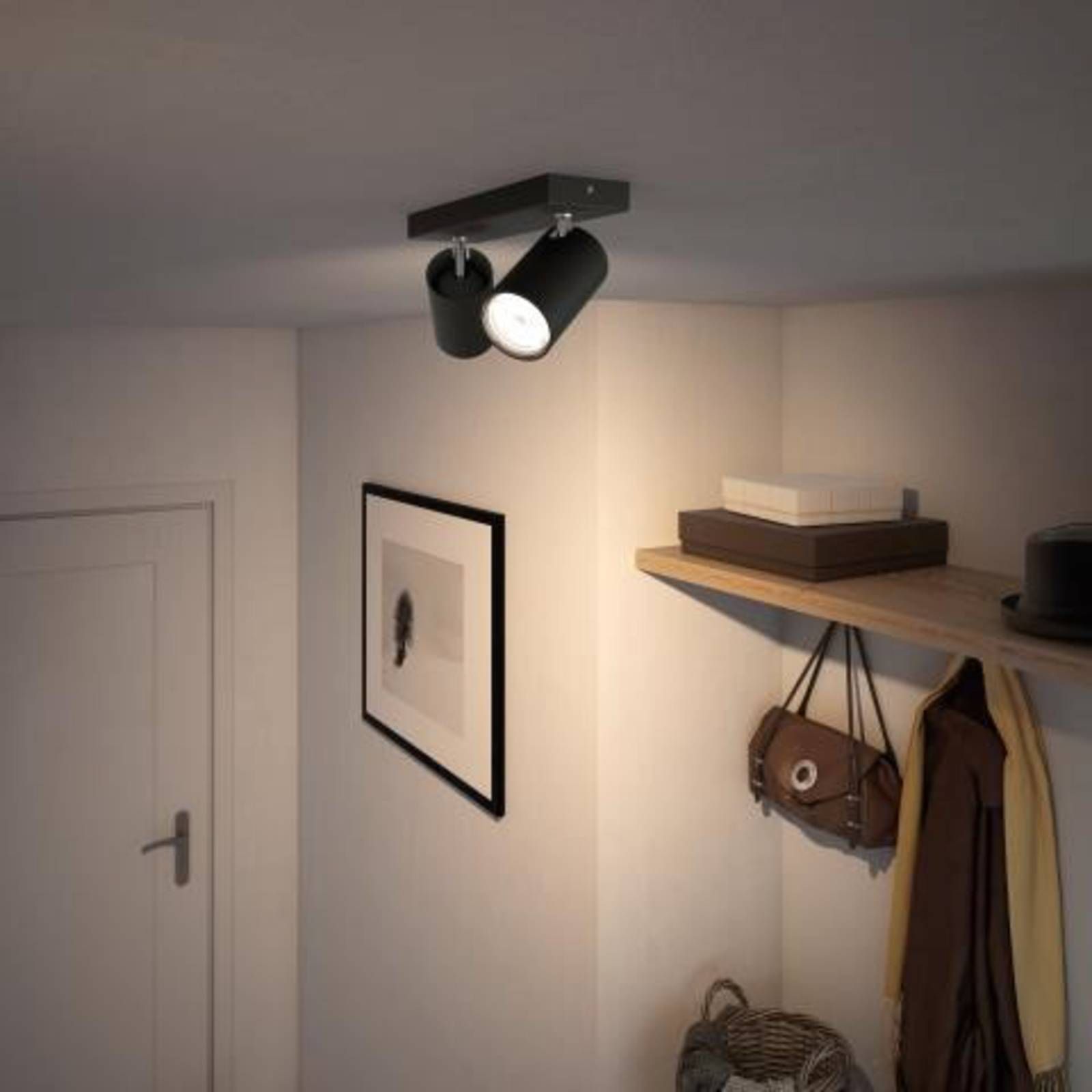 Philips myLiving Kosipo svetlá GU10 čierna 2-pl., Obývacia izba / jedáleň, hliník, GU10, 5.5W, P: 24 cm, L: 7 cm, K: 9.2cm