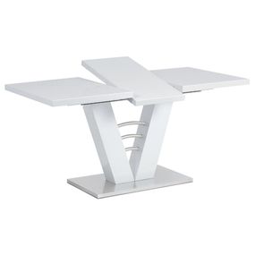 Autronic Jedálenský stôl 120/160x80x75cm, vysoký lesk biely HT-510 WT