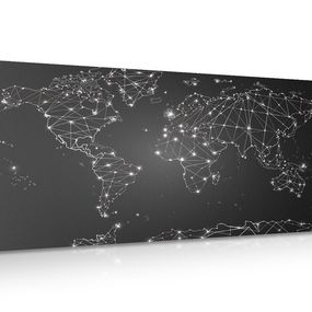Obraz na korku čiernobiela mapa sveta - 120x60