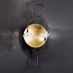 Kögl Nástenné svietidlo Fiorella 2-plameňové číre, Obývacia izba / jedáleň, kov, lístkový kov, sklo, G9, 40W, L: 20 cm, K: 52cm