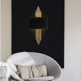 Dizajnová nástenná lampa Daishiro II čierna / zlatá