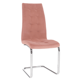 Kondela Jedálenská stolička, ružová Velvet látka/chróm, SALOMA NEW 70801