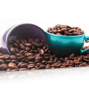 Obraz šálky s kávovými zrnkami - 120x60
