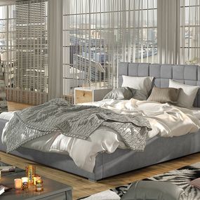 Čalúnená manželská posteľ s roštom Galimo UP 160 - svetlosivá