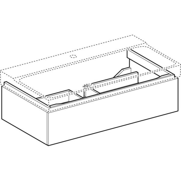 Geberit Xeno 2 - Skrinka pod umývadlo 900 mm, zásuvka s LED svietidlom, sivobéžová 500.508.00.1