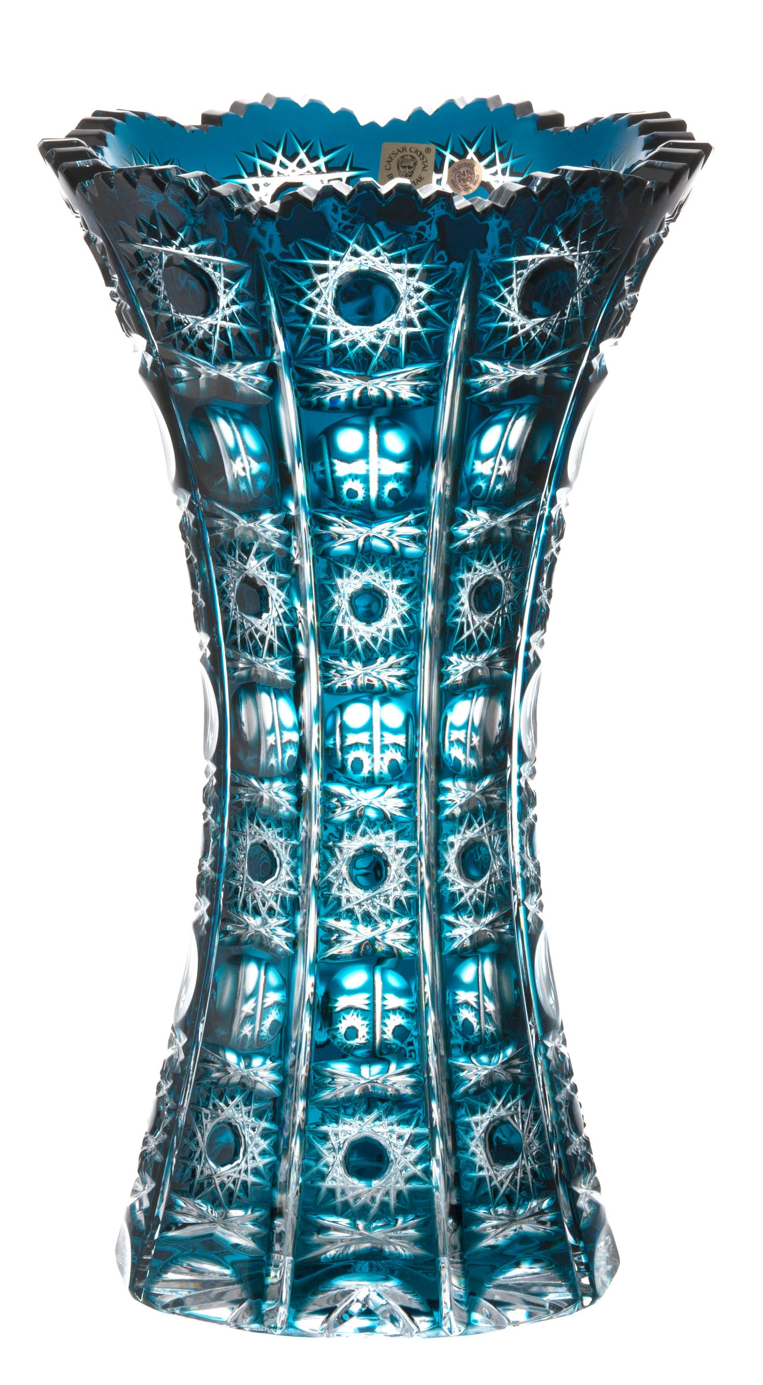 Krištáľová váza Petra, farba azúrová, výška 305 mm