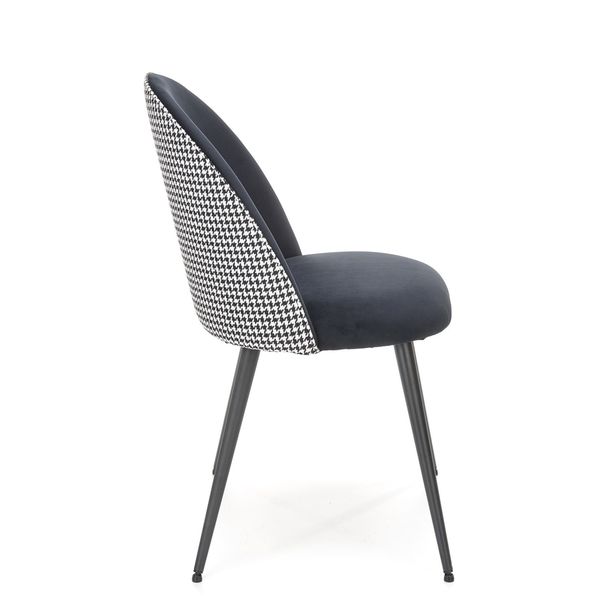 Jedálenská stolička K478 - čiernobiely vzor / čierna