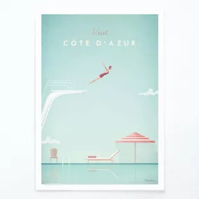 Plagát Travelposter Côte d'Azur, 30 x 40 cm