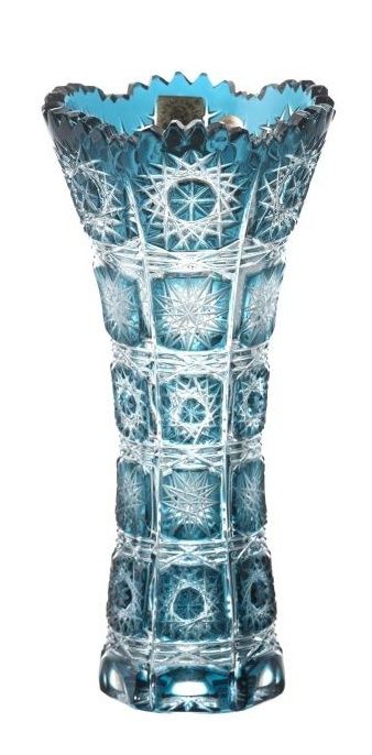 Krištáľová váza Paula I, farba azúrová, výška 180 mm