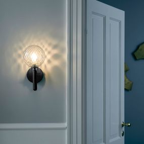 Nuura Aps Miira Wall nástenné svietidlo, sivá/číra, Obývacia izba / jedáleň, ručne fúkané sklo, kov potiahnutý práškom, G9, 7W, L: 14 cm, K: 28.5cm