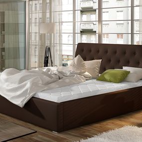 Čalúnená manželská posteľ s roštom Monzo 160 - tmavohnedá (Soft 66)