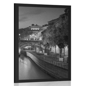 Plagát nábrežie Paríža v čiernobielom prevedení - 40x60 white