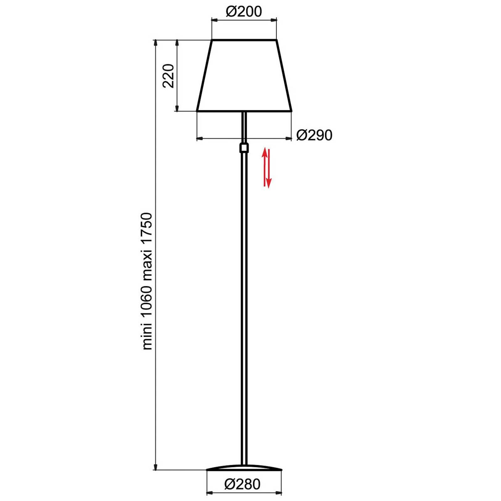 Aluminor Store stojaca lampa, hliník/biela, Obývacia izba / jedáleň, oceľ, látka, E27, 40W, K: 175cm