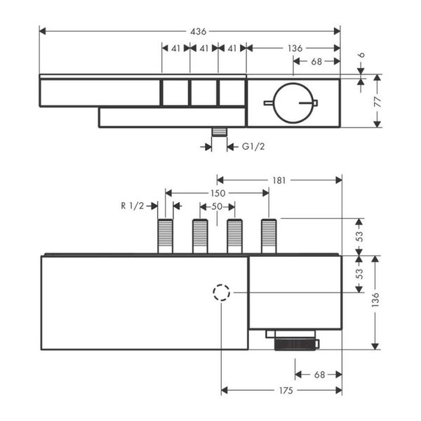 Axor Edge- Termostat s inštaláciou na stenu/pod omietku, pre 3 spotrebiče - diamantový brus, chróm 46141000