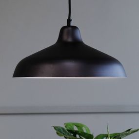 Dyberg Larsen Futura závesná, čierna/biela Ø 40 cm, Obývacia izba / jedáleň, kov, E27, 20W, K: 21cm