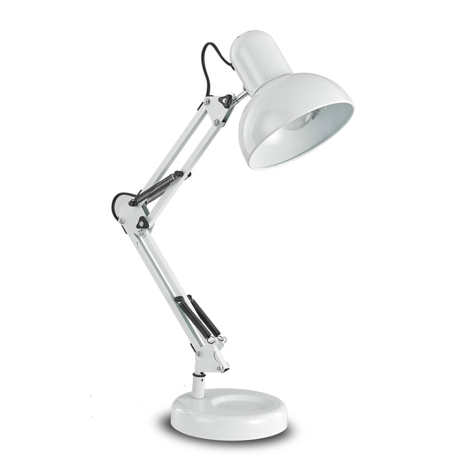 Ideallux Stolná lampa Kelly s kĺbovým ramenom, E27, biela, Pracovňa / Kancelária, kov, E27, 42W, K: 40cm