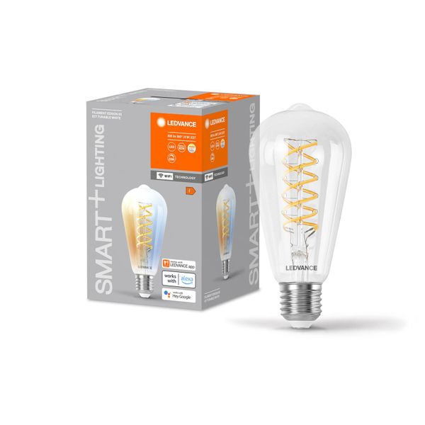 LEDVANCE SMART+ WiFi E27 8W Edison číra 827-865, sklo, E27, 8W, Energialuokka: F, P: 14 cm