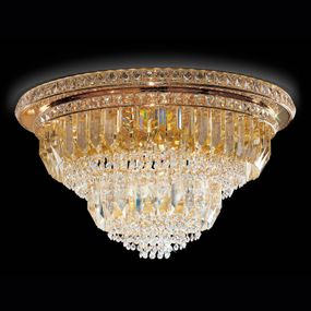 Patrizia Volpato Stropné svietidlo Cristalli 60 cm v zlate, Obývacia izba / jedáleň, kov, muránske sklo, E14, 60W, K: 32cm