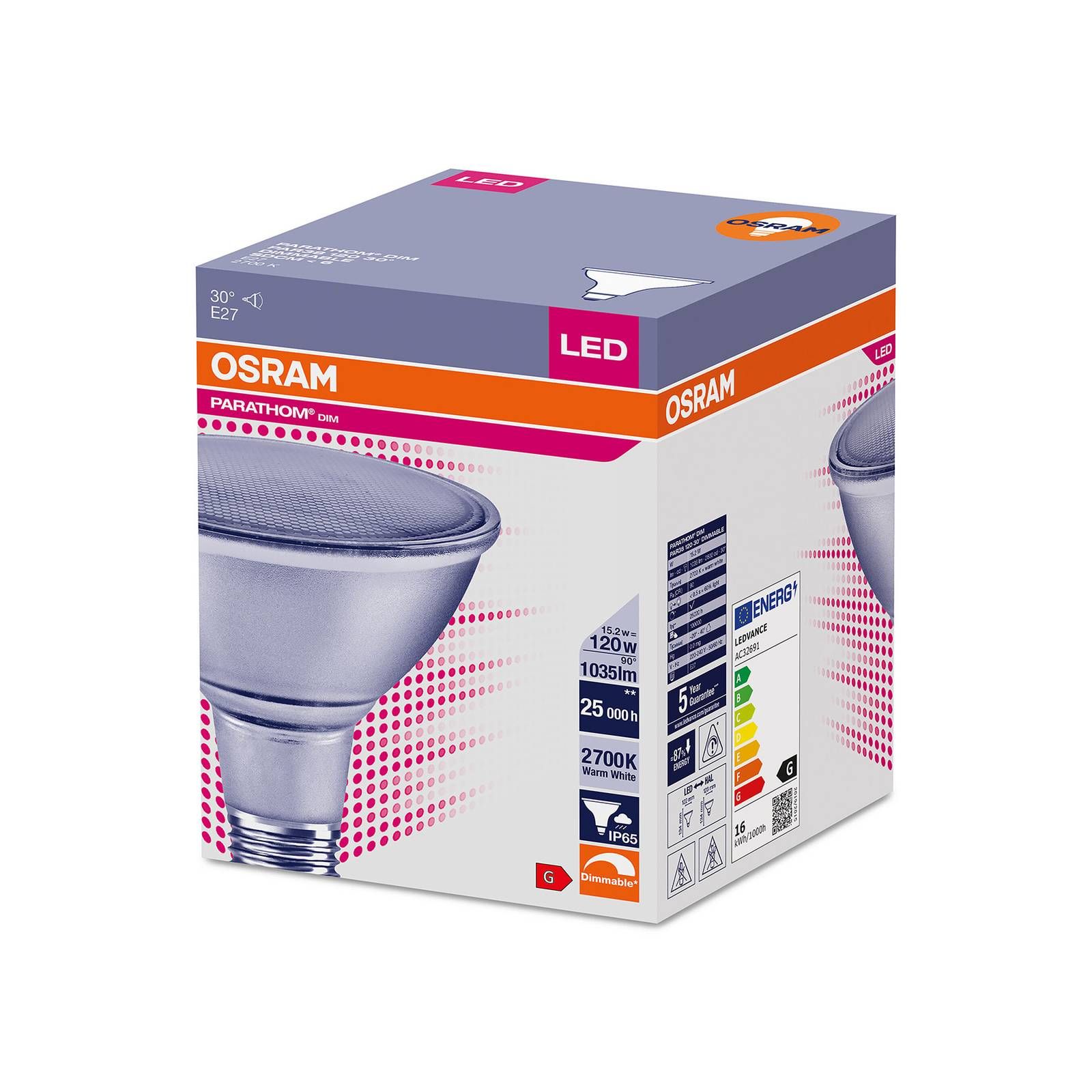 OSRAM Parathom PAR38 LED reflektor E27 15, 2 W dim, sklo, E27, 15.2W, Energialuokka: G, P: 13.4 cm