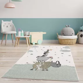 DomTextilu Roztomilý detský koberec na hranie so zvieratkami 41730-197030  140 x 200 cm Zelená