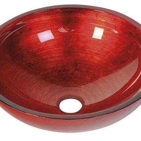 Murano Rosso Impero sklenené umývadlo 40x14 cm červené