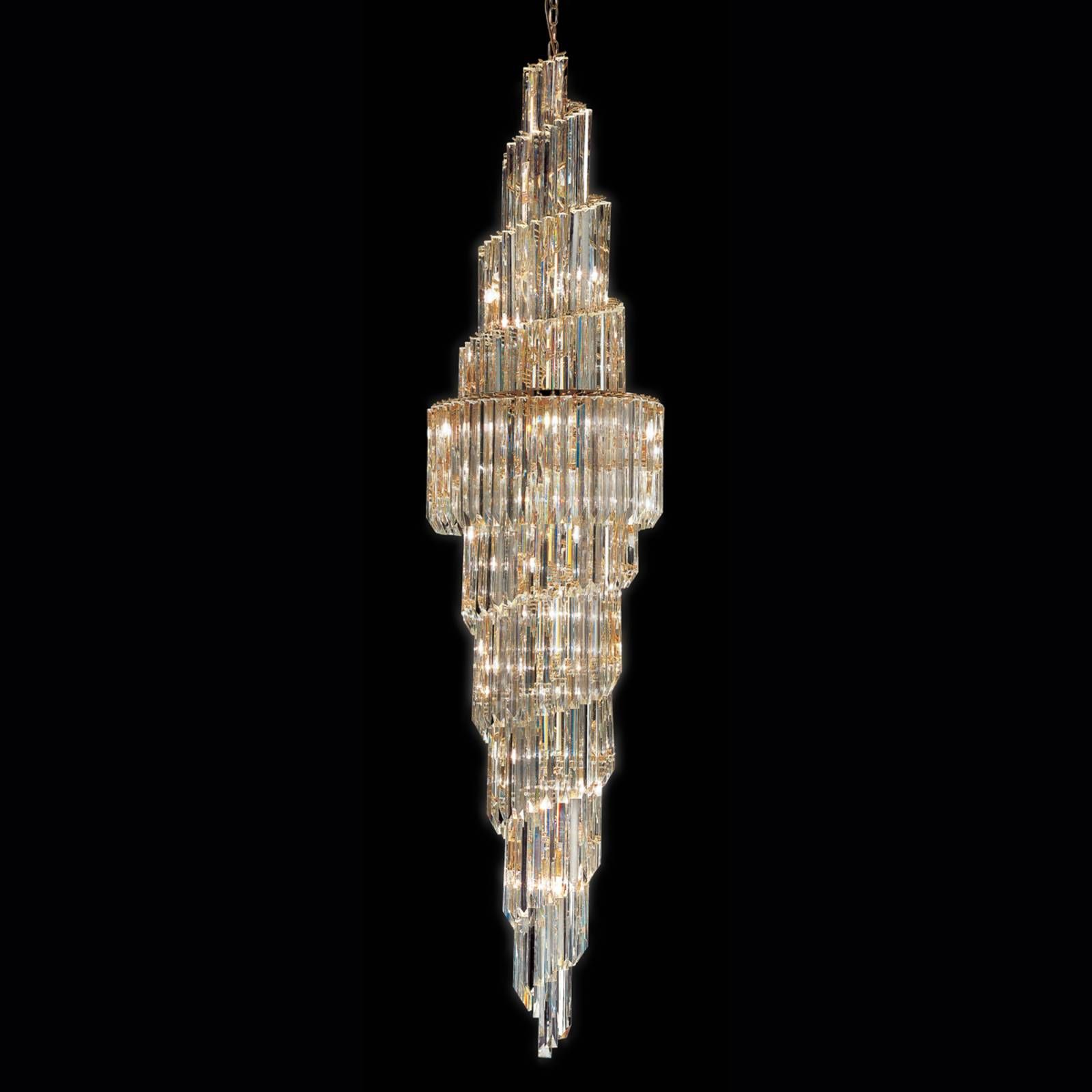 Patrizia Volpato Závesná lampa Cristalli číra 245 cm vysoká, Obývacia izba / jedáleň, muránske sklo, kov, E27, 60W, K: 245cm