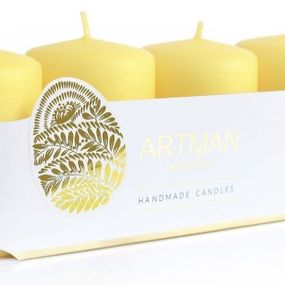 Sada 4 svíček ARTMAN 6x9 cm žlutá