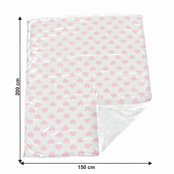 Obojstranná baránková deka, vzor srdce, 150x200, DALIS
