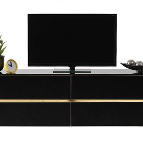 Televízny stolík s osvetlením embra - dub artisan/čierny lesk